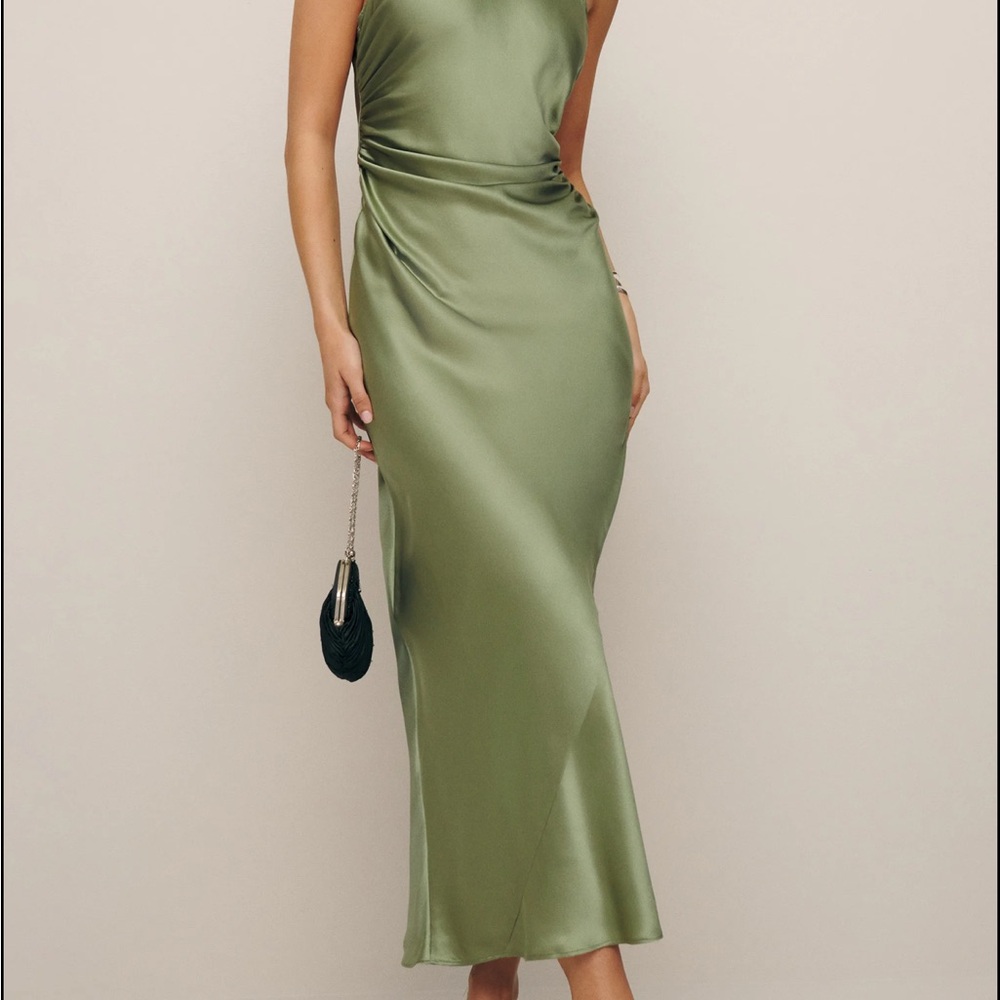 Reformation Casette Silk Dress (Artichoke)